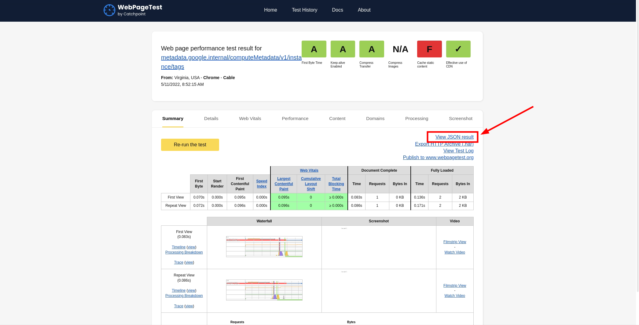 View JSON results